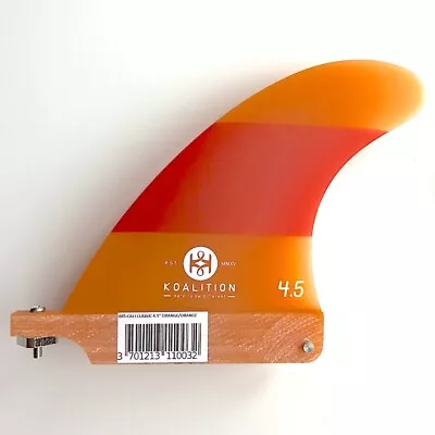 Koalition California Longboard Fin 4.5 Inch Orange Stripes NEW Surfboard • £48.95