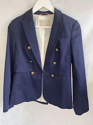 Banana Republic Navy Blue Nautical Cotton Button Front Blazer Jacket US 4 UK 8 • £10.50