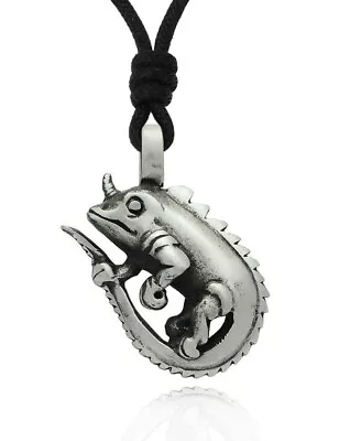 Chameleon Silver Pewter Charm Necklace Pendant Jewelry • $9.99