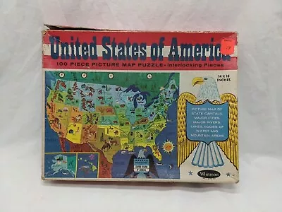 Vintage Whitman United States Of America 100 Piece Picture Map Puzzle • $15