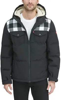 Levi's Men's Arctic Cloth Retro Bubble Puffer Jacket White Black LM9RN721 • $77