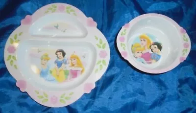 FIRST YEARS Child's Melamine Plate Bowl Set Disney PRINCESSES 2004 EUC • $4.99