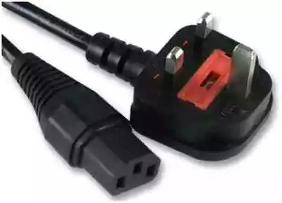 UK Plug To IEC C13 Socket Mains Lead 10A Black 3M • £4.98