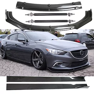 $119.99 • Buy Front Bumper Lip Spoiler Splitter Strut Rod Side Skirt For Mazda6 2014-2018