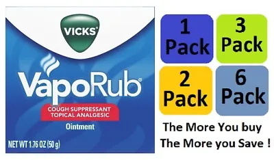Vicks VapoRub Cough Suppressant Topical Analgesic Ointment 1.76 Oz • $10.95