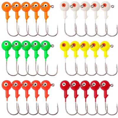 60Pcs 1/32 1/16 1/8 Oz Lead Jig Heads Fishing Hooks Crappie Ball Head Lures Bait • $11.39