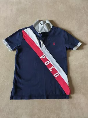 Ralph Lauren Boy’s Polo T-shirt 6 Years NavyRedWhiteGrey • £9.99