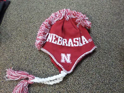 NCAA Team Apparel Nebraska Cornhuskers Mohawk Tassel Knit Beanie Hat -  NWT • $11.96