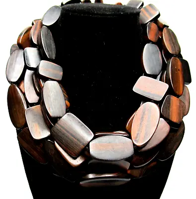 GERDA LYNGGAARD MONIES Wooden Beaded Multi Strand Torsade Necklace • $399.99