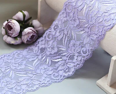 1 Yard Of 15cm Wide Elastic Stretch Lace Trim Ribbon Fabric Crafts Sewing DIY • £2.99