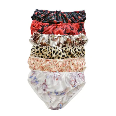 Yavorrs 6pcs Women's Floral 100% Silk Bikinis  Panties S M L XL 2XL Multicolor • $38.99