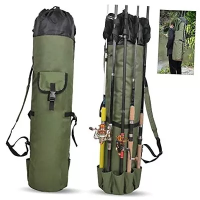 Fishing Rod Bag Pole Holder Portable Fishing Rod Case Carrier Khaki Green • $33.12