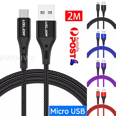 2M Braided Micro USB To USB Data Charger Cable For Samsung Xiaomi Huawei Oppo • $4.98