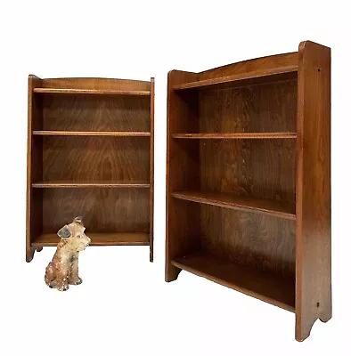 Vintage Antique Pair Wooden Slim Narrow Open Bookcase Shelving Display Cabinet • £150