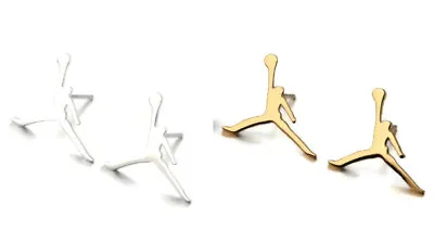 Michael Jordan Stainless Steel Silver Color Gold Color 2 Pairs Stud Earrings • $17.95