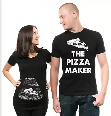 Couple Maternity Shirts Dad Maternity Mom Pregnancy Ultra Sound Pizza Tshirt • $31.67