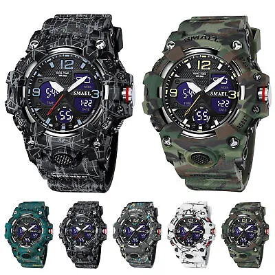 SMAEL Digital Wristwatches Military Men's Sports Watch Waterproof Analog Quartz • £13.99