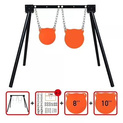 Highwild AR500 Steel Shooting Target Stand System (1 Stand2 Chains&8 +10  Gong) • $150.98