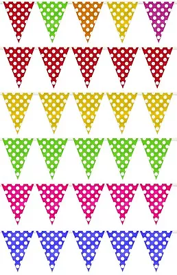 Multicolor Polka Dot Birthday BBQ Garden Festival Party Plastic Bunting - 10m • £3.49