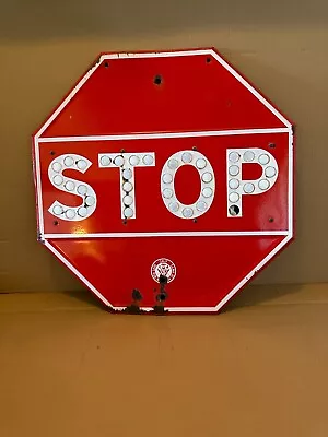 Vintage Stop Sign With Reflector Buttons 24x24 CA - Dept Public Works Div Hwy  • $399.99