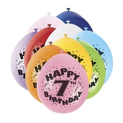 7TH BIRTHDAY BALLOONS X 10  AGE 7 Children's Party  BOY GIRL - FAST DISPATCH • £2.89