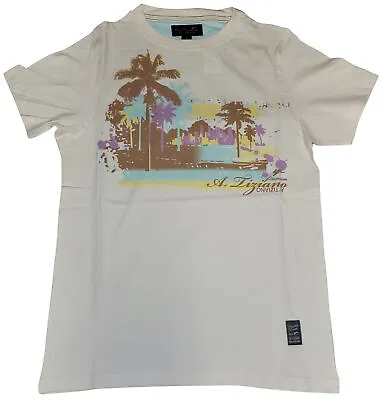 Men's A. Tiziano Creme Silas Graphic Print Crew Neck T-Shirt • $29.95