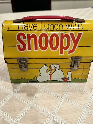 Vintage 1968 Go To School Snoopy Metal Lunch Box Without Thermos; Good Condition • $55