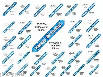 £1.19 • Buy HAPPY BIRTHDAY PARTY DECORATION BANNER 2.7m HOLOGRAPHIC GIRL/BOY- Pick Age Oak