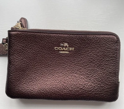 £39.50 • Buy Coach Bronze Wristlet Twin Sections + Dust Bag Brand New