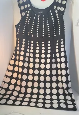 Voir Voir Dress Womens 12 Empire A-Line Cap Sleeve Polka Dots Pleated Neck Line • $20