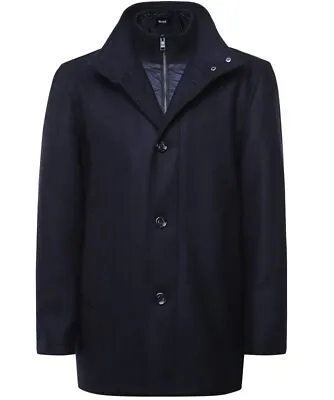 BOSS Cashmere Wool Coxtan9 Coat Dark Blue • $304.15