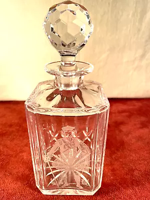 Vintage Crystal Whiskey Decanter With Etched Swordsman Figure No Damage • $24.50