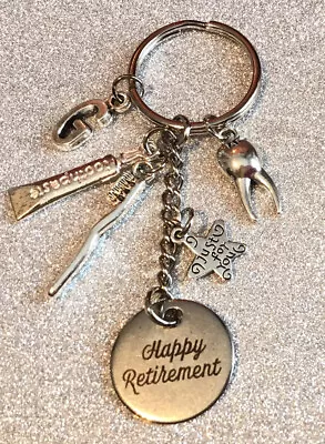 Dentist Orthodontist Hygeinist Dental Happy Retirement Keyring Personalised Gift • £5.99