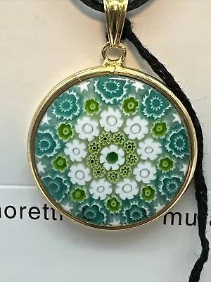 Gold-Plated Silver - Authentic Murano 25mm Millefiori Pendant Necklace - MG 20 • $25.99