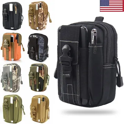 Mens Tactical Military MOLLE Phone Pouch Holster EDC Utility Belt Waist Pack Bag • $8.99
