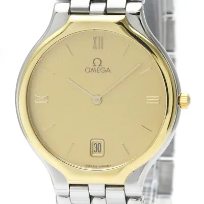 Polished OMEGA De Ville K18 Gold Steel Quartz Mens Watch 196.0316 BF567495 • $1084.05