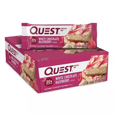 12pc Quest 60g Protein Bar Healthy Gym Treat Caramel White Chocolate Raspberry • $59