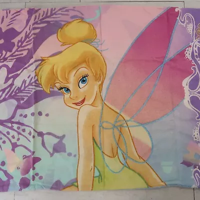 Disney Twin Flat Top Pink Purple Flower Sheet Tinkerbell Tinker Bell Pillow Case • $12.18