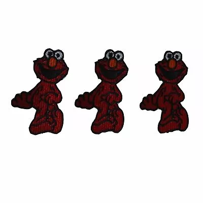 Sesame Street Elmo Full Figure 2 1/2  Tall Embroidered Iron On Patch Set Of 3 • $11.99