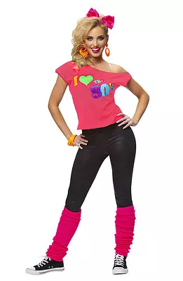 I Love The 80's T-shirt Costume Ladies 1980s 80s Fancy Dress Girls Top TShirt • $21.38