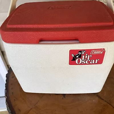 Vintage RED LIL OSCAR BY COLEMAN 16 Qt COOLER MODEL 5272 MADE IN USA 1985 • $20