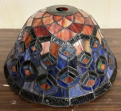 Vintage 15.75” Diameter Dale Tiffany  Stained Glass Lamp Shade ~SIGNED ~ 7  Tall • $150