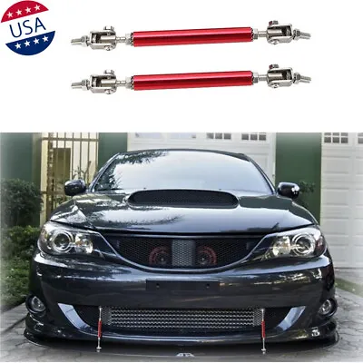 5''-8'' Red Adjustable Front Bumper Lip Splitter Tie Bar Strut Rod Support Kit • $20.99