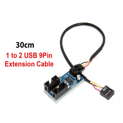 9 Pin Header 1 To 2 Splitter Port Motherboard USB Multiplier Extension Cable UK • £4.94