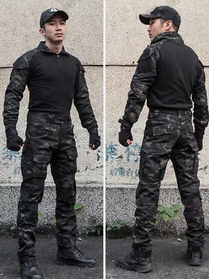 Men Combat Uniform Set Military Multicam Shirt Pants Painball Gear Tactical Suit • $73.99
