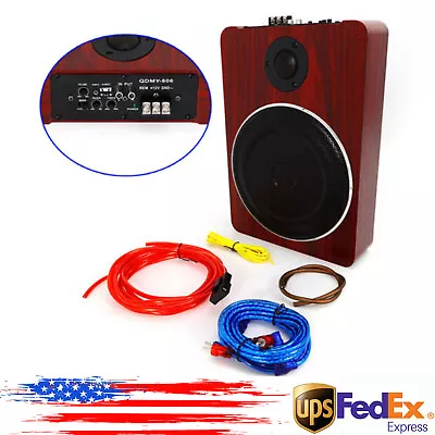 8  Under Seat Powered Subwoofer Active Hideaway Car Truck Sub W/ Amp Kit 600W • $79