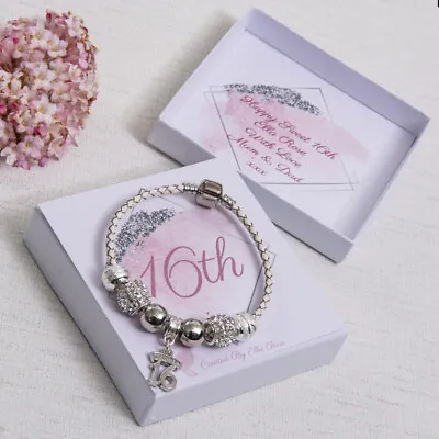 Sweet 16th Birthday Gift Girl Charm Bracelet Personalised Card Sixteen Keepsake • £14