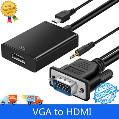 £7.99 • Buy VGA INPUT To HDMI OUTPUT Video Audio Converter Cable Adapter 1080 For TV PC DVD