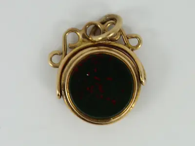 Agate Bloodstone Fob 9ct Gold Vintage Pocket Watch Albert Chain 3.7g Eo62 • £231