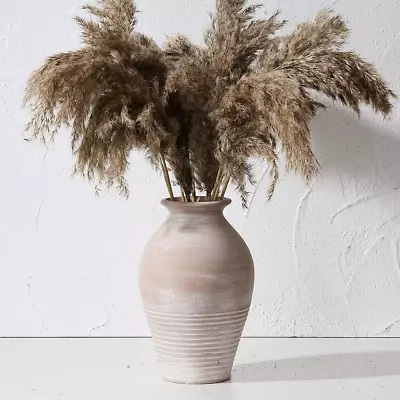 Ceramic Rustic Farmhouse Vase 9.2 Inch Whitewashed Terracotta Vase Pottery Dec • $32.99